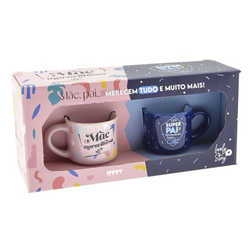 Conjunto 2 Chávenas de Café Lovely Story "Pai e mãe" 50ml