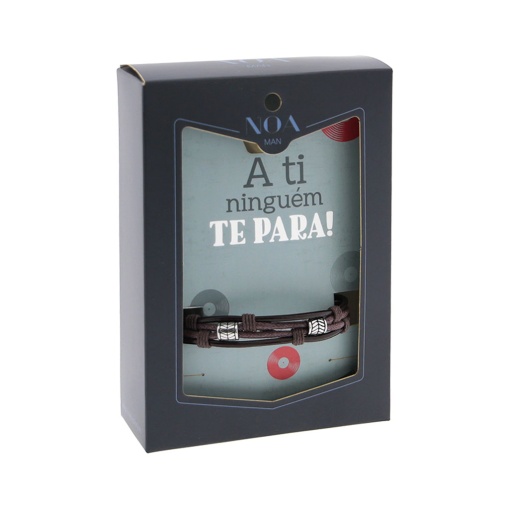 Pulseira em pele castanha NOA Man "A ti ninguém te para!"