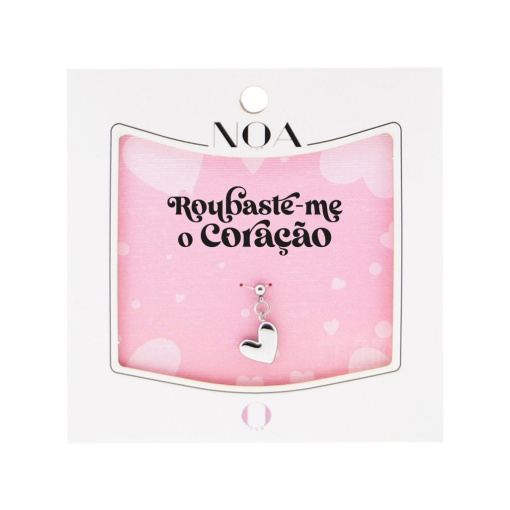 Charm Aço Prateado NOA Story Coração "Roubaste-me o Coração"