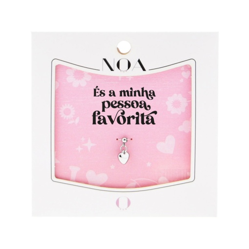 Charm Aço Prateado NOA Story Coração "És a Minha Pessoa Favorita"