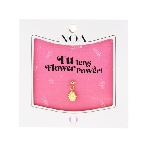 Charm de aço dourado NOA Story flor "Tu tens flower power"
