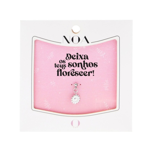 Charm de aço prateado NOA Story flor "Deixa os teus sonhos florescer"