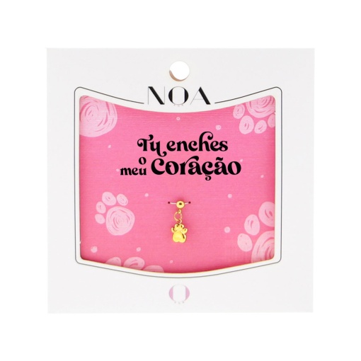 Charm de aço dourado NOA Story pegada "Tu enches o meu coração"