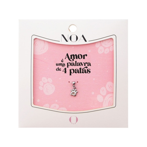 Charm de aço prateado NOA Story pegada "Amor é uma palavra de 4 patas"