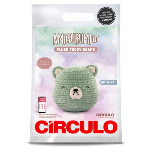 Kit de crochet CÍRCULO Amigurumi safari Teddy Bear - Neo Mint 3