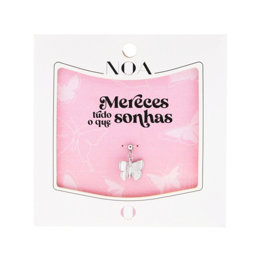 Charm Aço Prateado NOA Story Borboleta "Mereces Tudo o Que Sonhas"