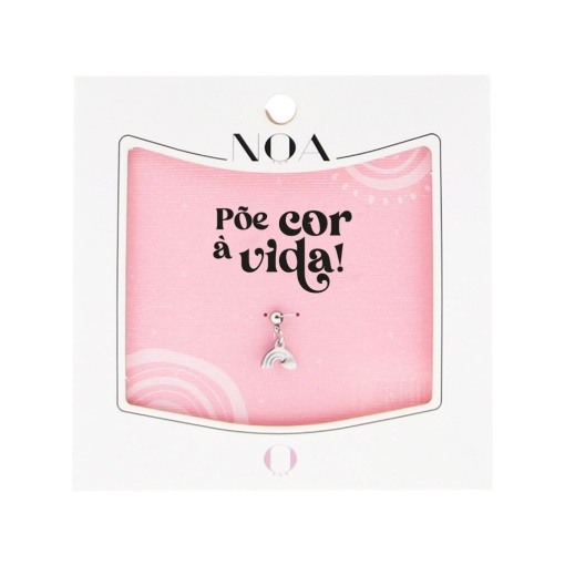 Charm de aço prateado NOA Story arco-íris "Põe cor à vida"