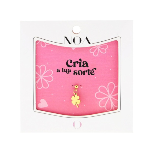 Charm de aço dourado NOA Story trevo "Cria a tua sorte"