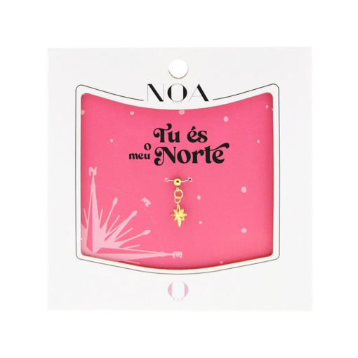 Charm Aço Dourado NOA Story Rosa dos Ventos "Tu És o Meu Norte"