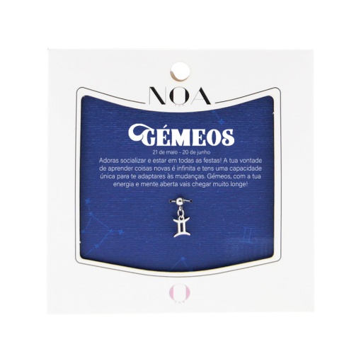 Charm Aço Prateado NOA Story Zodíaco "Gémeos"