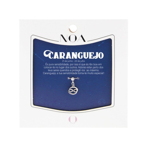 Charm Aço Prateado NOA Story Zodíaco "Caranguejo"
