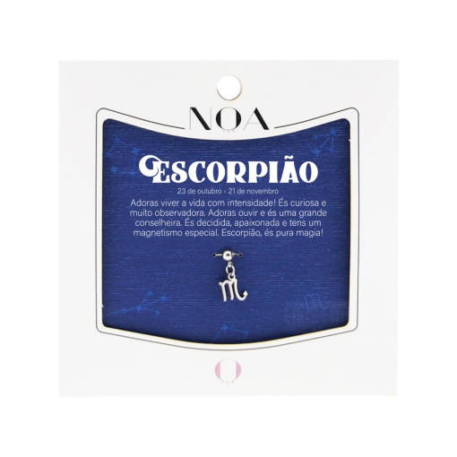 Charm Aço Prateado NOA Story Zodíaco "Escorpião"