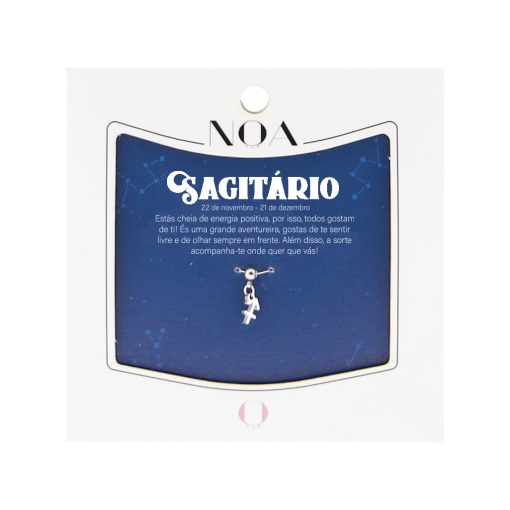 Charm Aço Prateado NOA Story Zodíaco "Sagitário"