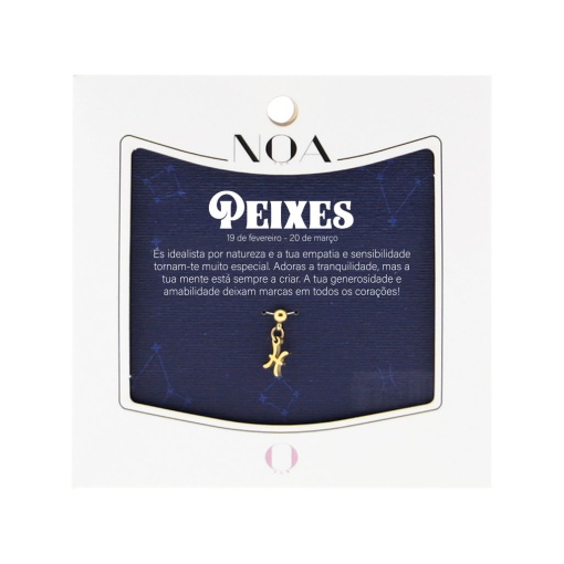 Charm Aço Dourado NOA Story Zodíaco "Peixes"