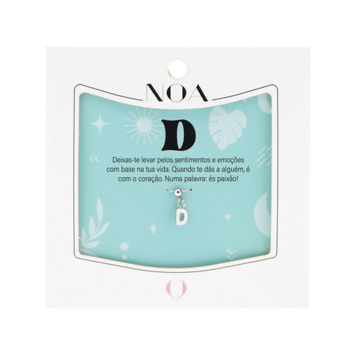 Charm Aço Prateado NOA Story Letra "D"