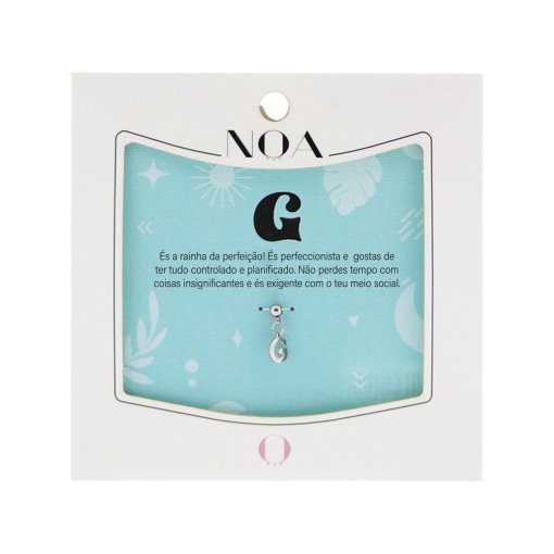 Charm Aço Prateado NOA Story Letra "G"