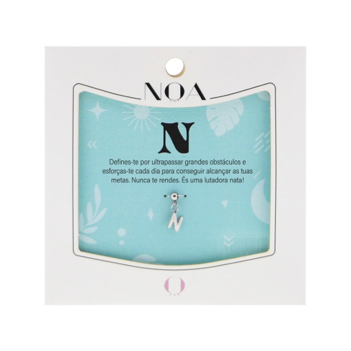 Charm Aço Prateado NOA Story Letra "N"