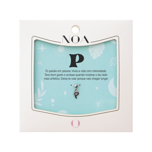 Charm Aço Prateado NOA Story Letra "P"