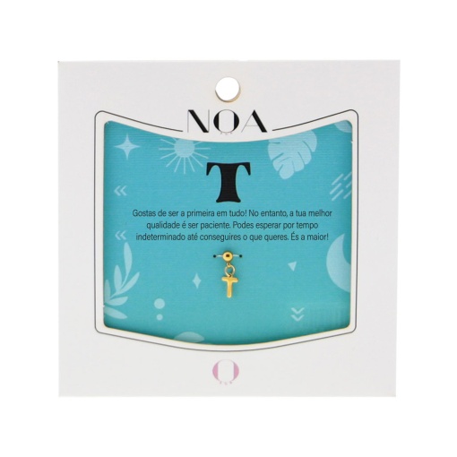 Charm Aço Dourado NOA Story Letra "T"