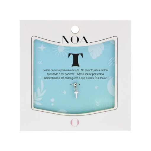 Charm Aço Prateado NOA Story Letra "T"