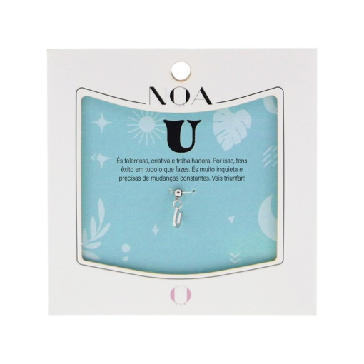 Charm Aço Prateado NOA Story Letra "U"