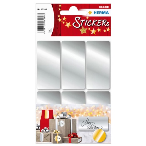 Etiquetas Adesivas 26x54mm Prateado 3 folhas 18 unidades HERMA DECOR