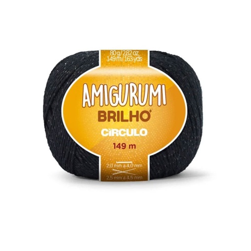 Fio de Crochet CÍRCULO Amigurumi Brilho 80g Preto 8990