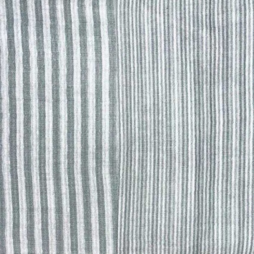 Tecido HILOGAR Mousseline/Double Gaze Riscas Verde/Branco 1x1,25m