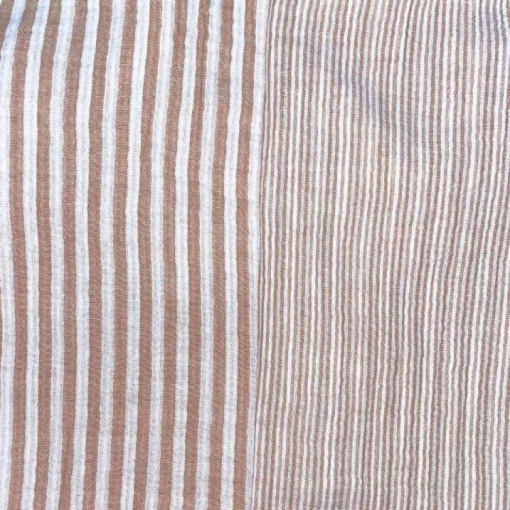 Tecido HILOGAR Mousseline/Double Gaze Riscas Camel/Branco 1x1,25m