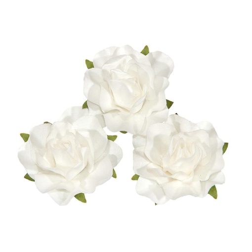 Flores de Papel 2,8cm rosas brancas 12 unidades 01