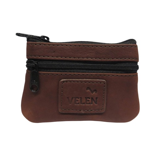 Porta-moedas em pele VELEN castanho 10.483/c