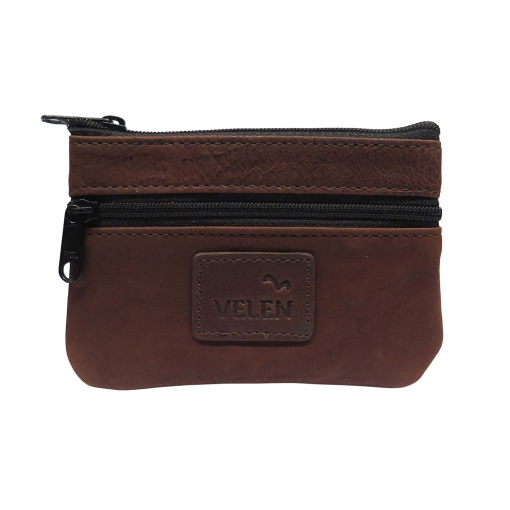Porta-moedas em pele VELEN castanho 10.475/c