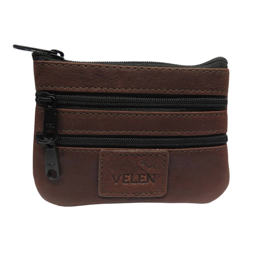 Porta-moedas em pele VELEN castanho 10.494/c