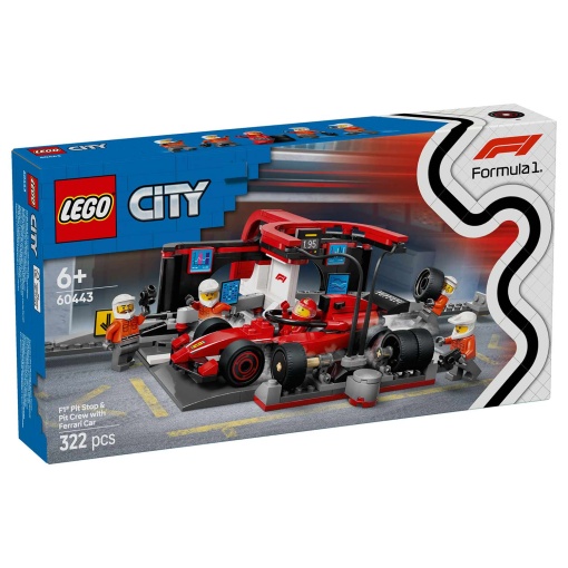LEGO City Boxe de F1 e Equipa da Boxe com Carro da Ferrari 60443