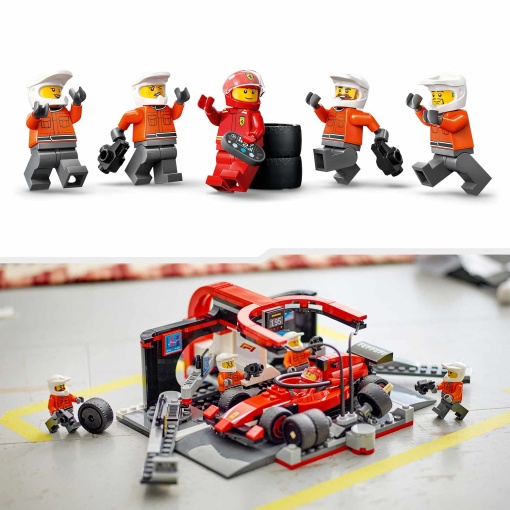 LEGO City Boxe de F1 e Equipa da Boxe com Carro da Ferrari 60443