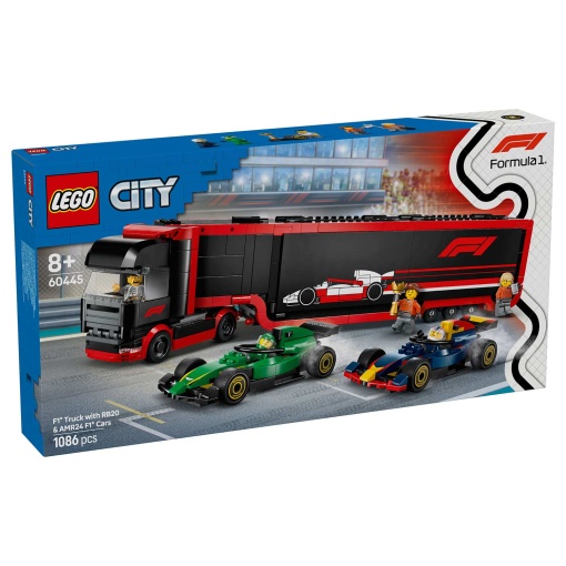 LEGO City Camião de F1 com Carros de F1 Rb20 e Amr24 60445