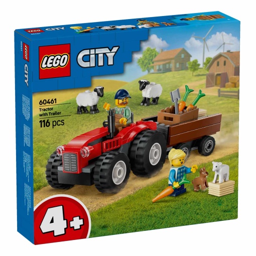 LEGO City Trator Agrícola Vermelho com Reboque e Ovelhas 60461