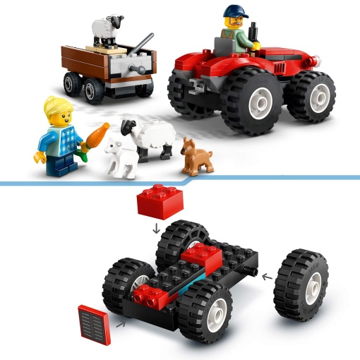 LEGO City Trator Agrícola Vermelho com Reboque e Ovelhas 60461
