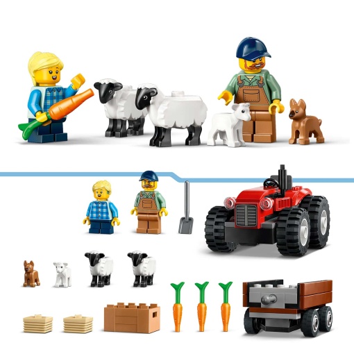 LEGO City Trator Agrícola Vermelho com Reboque e Ovelhas 60461