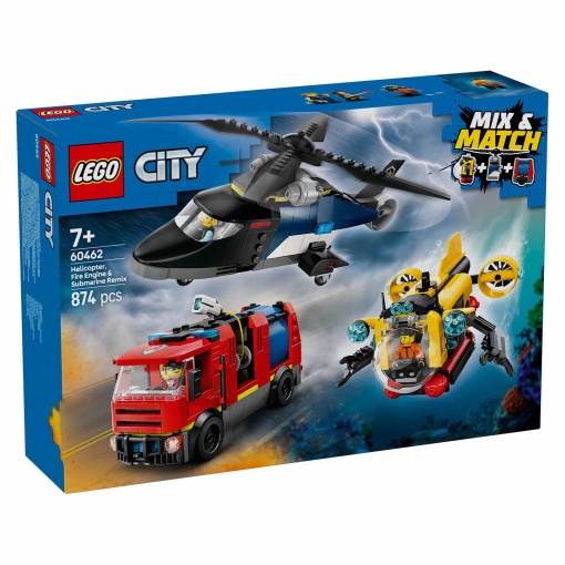 LEGO City Combinação de Helicóptero, Camião dos Bombeiros e Submarino 60462