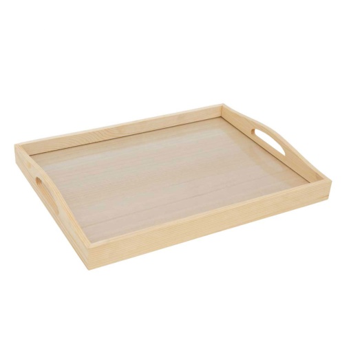 Tabuleiro de Madeira com Vidro 40x30x5cm