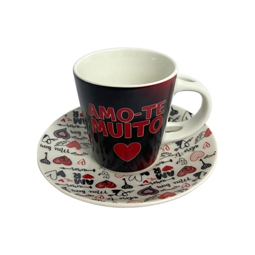 Conjunto de Café Chávena+Pires+Colher "Amo-te muito"
