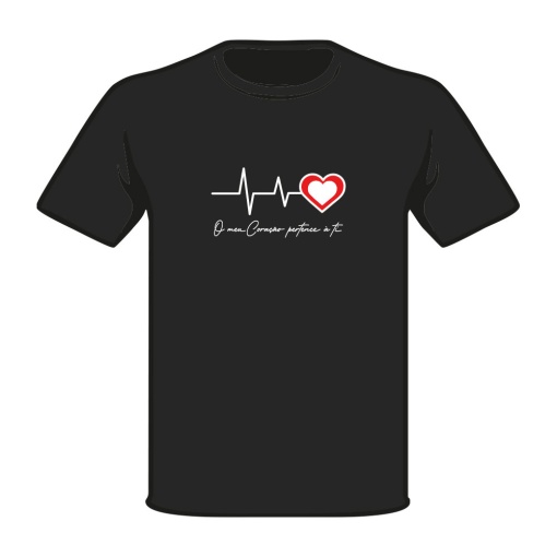 T-shirt Preta "O Meu Coração Pertence a Ti" L