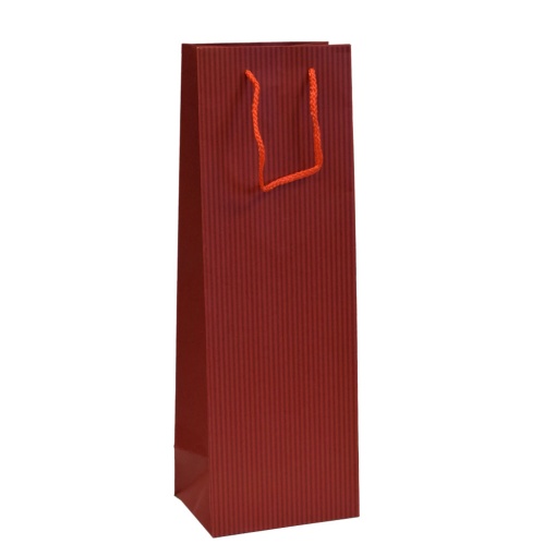 Saco de Papel Asa Cordão para 1 Garrafa 210g Kraft Vermelho 12x9x36cm