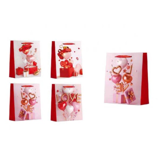 Saco de Papel Asa Tecido Love 32cm Sortido
