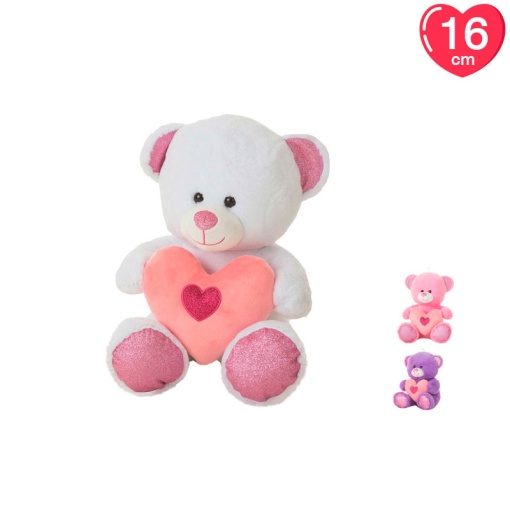 Peluche Urso com Coração 16cm Sortido