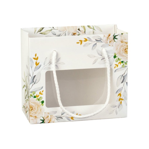 Saco de Papel Asa Cordão com Visor FLORENTINA Botanic 16x8x14cm