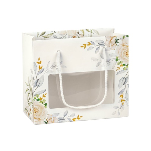 Saco de Papel Asa Cordão com Visor FLORENTINA Botanic 19,5x9,5x17cm