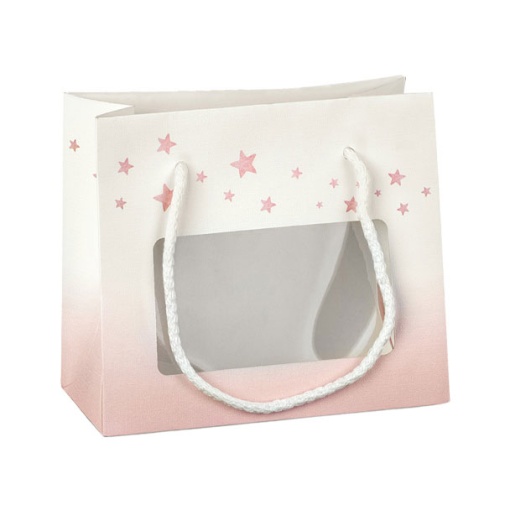 Saco de Papel Asa Cordão com Visor FLORENTINA Baby Orsetto 16x8x14cm Rosa