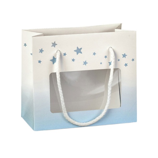 Saco de Papel Asa Cordão com Visor FLORENTINA Baby Orsetto 16x8x14cm Azul